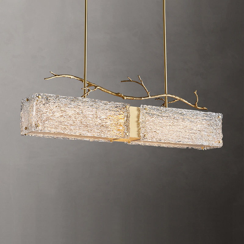 Rectangle Glass Island Light Fixtures Modern Style Hanging Lamp for Living Room