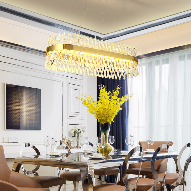 Modern Linear LED Island Light Crystal Elegant Island Lighting Fixtures for Living Room