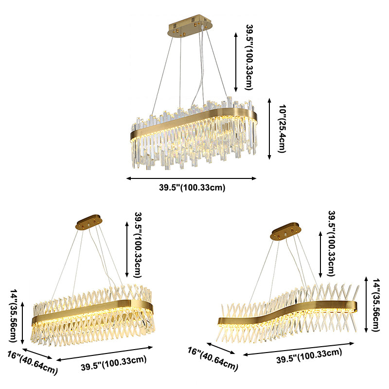 Modern Linear LED Island Light Crystal Elegant Island Lighting Fixtures for Living Room