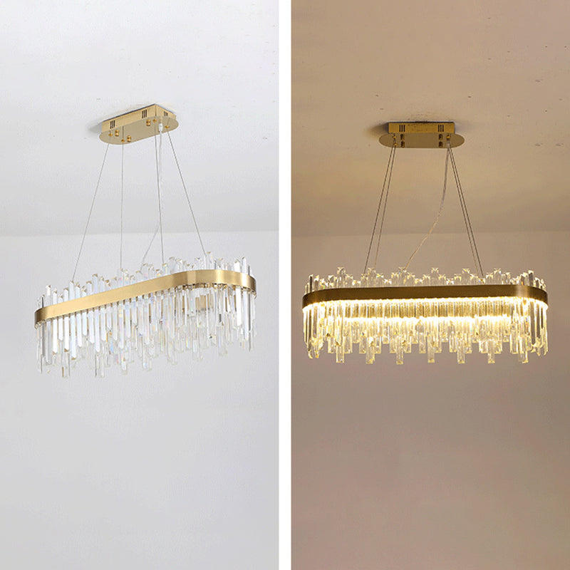 Modern Linear LED Island Light Crystal Elegant Island Lighting Fixtures for Living Room