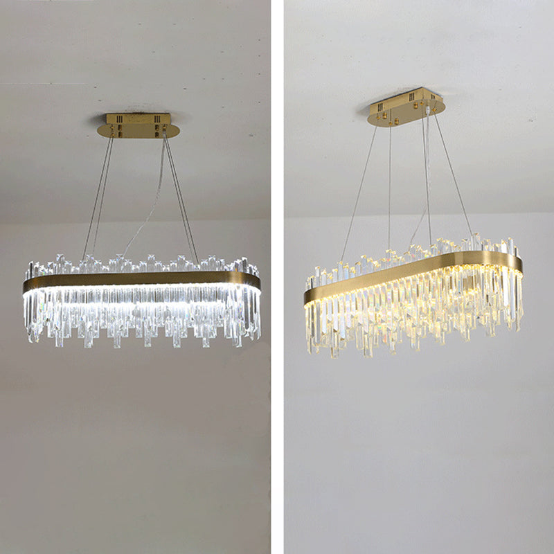 Modern Linear LED Island Light Crystal Elegant Island Lighting Fixtures for Living Room