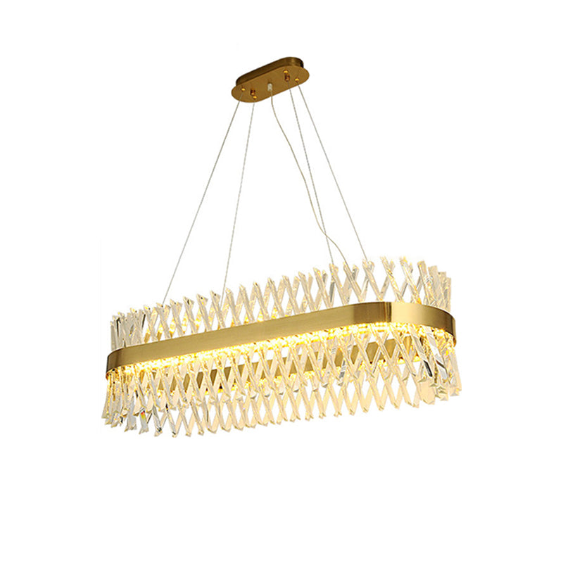 Modern Linear LED Island Light Crystal Elegant Island Lighting Fixtures for Living Room