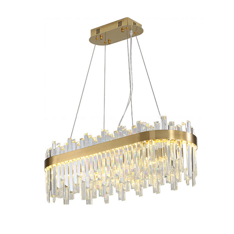 Modern Linear LED Island Light Crystal Elegant Island Lighting Fixtures for Living Room