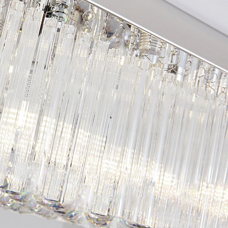 Rectangle Crystal Island Light Modern Style Hanging Lights for Living Room Dining Room