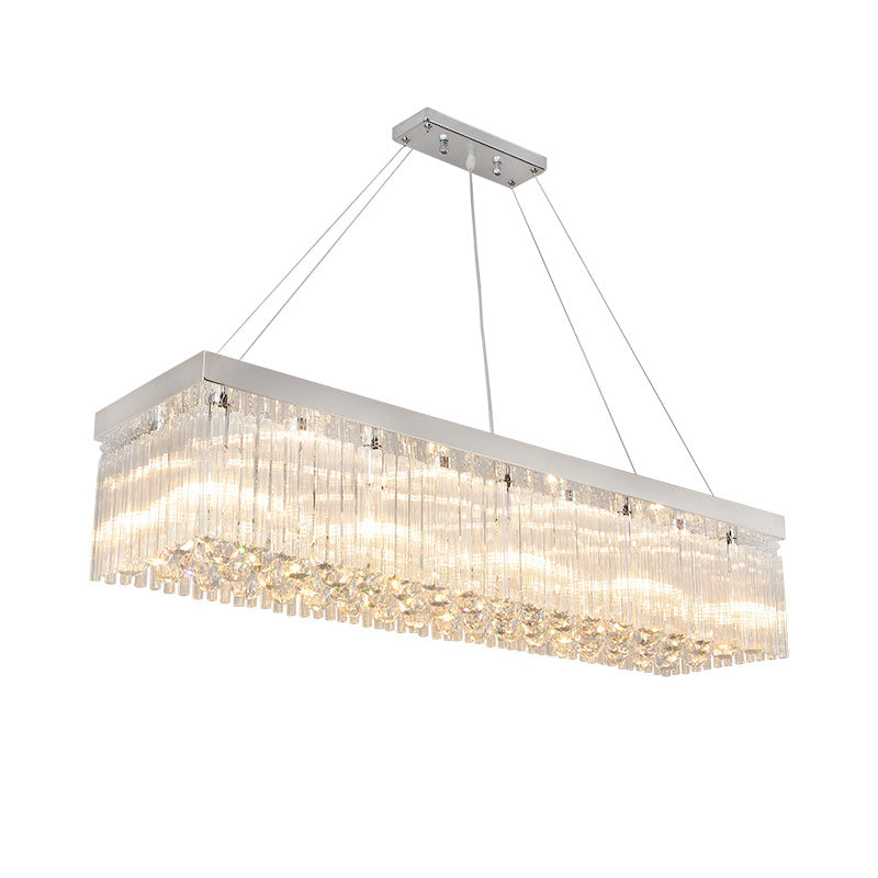 Rectangle Crystal Island Light Modern Style Hanging Lights for Living Room Dining Room