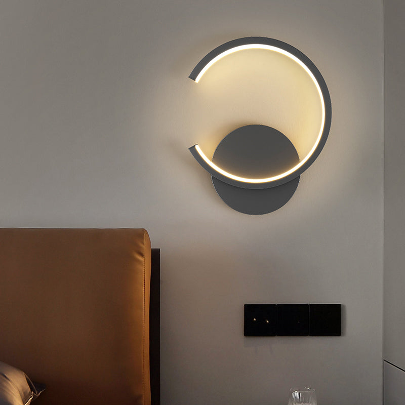 Lampada a monte a parete a forma rotonda a LED Lampada con applique da parete in metallo per camera da letto