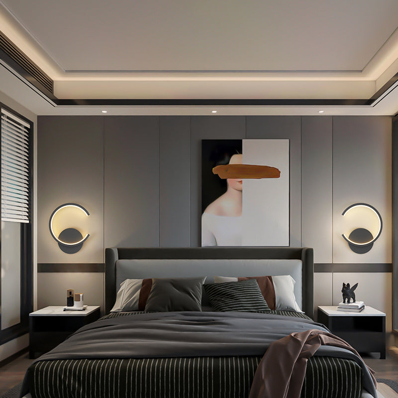 Lampada a monte a parete a forma rotonda a LED Lampada con applique da parete in metallo per camera da letto