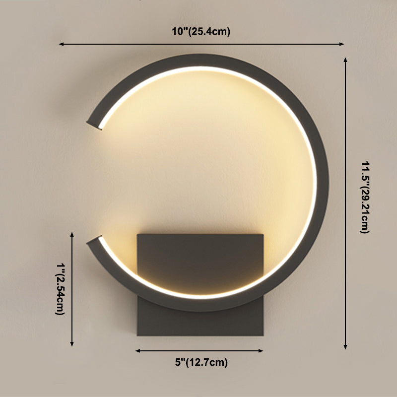 Lampada a monte a parete a forma rotonda a LED Lampada con applique da parete in metallo per camera da letto