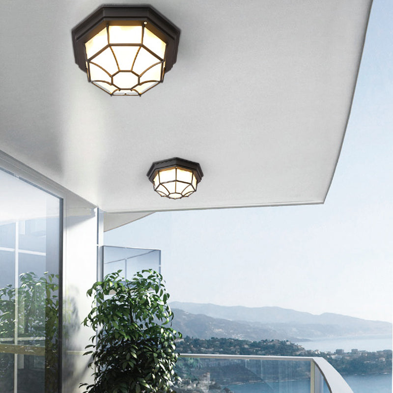 Traditional Style Waterproof Ceiling Light Courtyard Balcony Waterproof Flush Mount Light