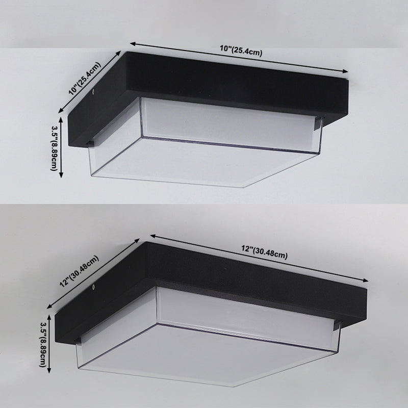 Plastic Shade LED Ceiling Light Courtyard Balcony Waterproof Flush-mount Lamp