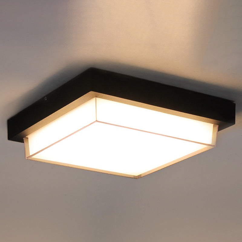 Plastic Shade LED Ceiling Light Courtyard Balcony Waterproof Flush-mount Lamp