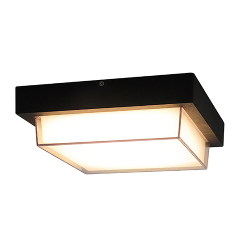 Plastic Shade LED Ceiling Light Courtyard Balcony Waterproof Flush-mount Lamp