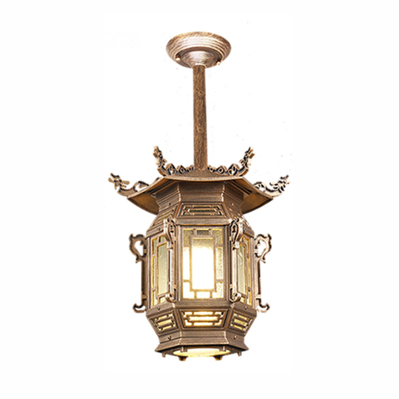 Lantern Semi Flush Mount Light Fixture Traditional 1-Light Ceiling Lamp with Plastic Shade
