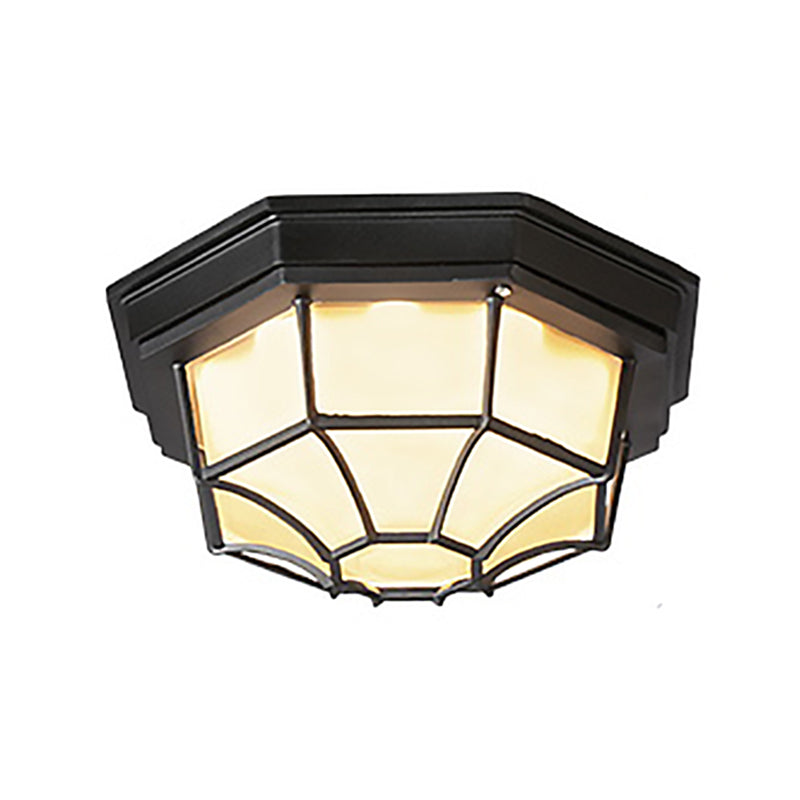 Traditional Flush Mount Light Fixture 1-Light LED Close To Ceiling Lamp with White Acrylic Shade
