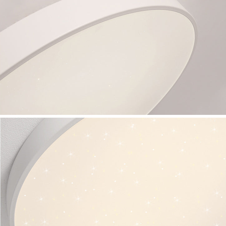 Round Shape LED Ceiling Lamp Modern Iron 1 Light Flush Mount in White Finish