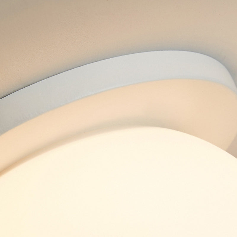 Glass Globe Flush Mount in Modern Concise Style Lacquered Iron Ceiling Light in White