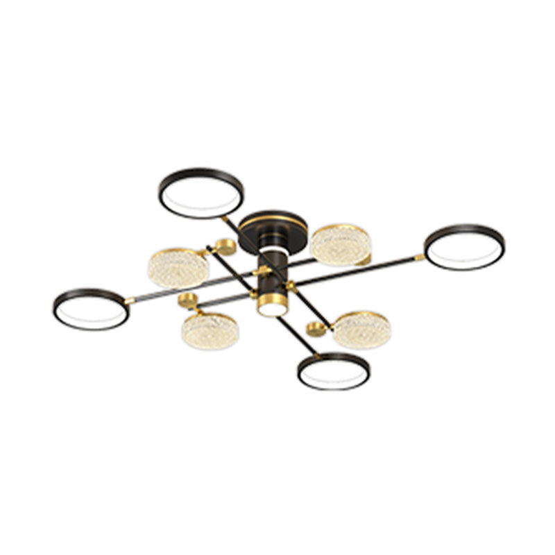 Modern Style Sputnik Semi Flush Mount Ceiling Light Multi Lights Metal Semi Flush Chandelier