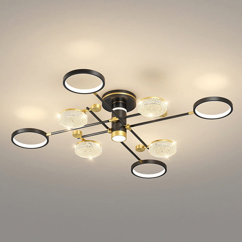 Modern Style Sputnik Semi Flush Mount Ceiling Light Multi Lights Metal Semi Flush Chandelier