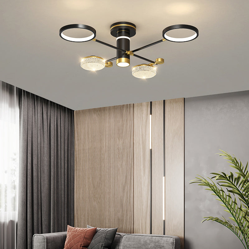 Modern Style Sputnik Semi Flush Mount Ceiling Light Multi Lights Metal Semi Flush Chandelier