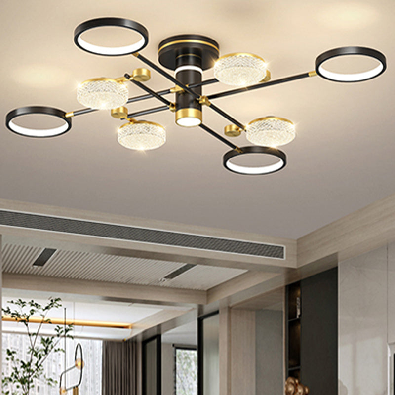 Modern Style Sputnik Semi Flush Mount Ceiling Light Multi Lights Metal Semi Flush Chandelier