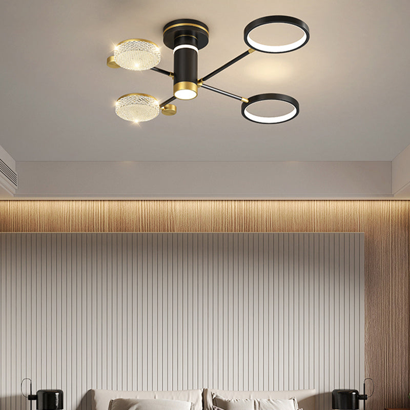 Modern Style Sputnik Semi Flush Mount Ceiling Light Multi Lights Metal Semi Flush Chandelier