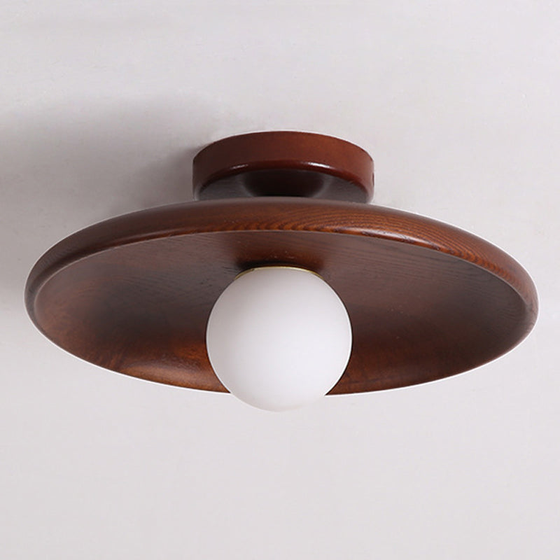 Modern Creative Globe Flush Mount Wooden Indoor Ceiling Light with Glass Shade