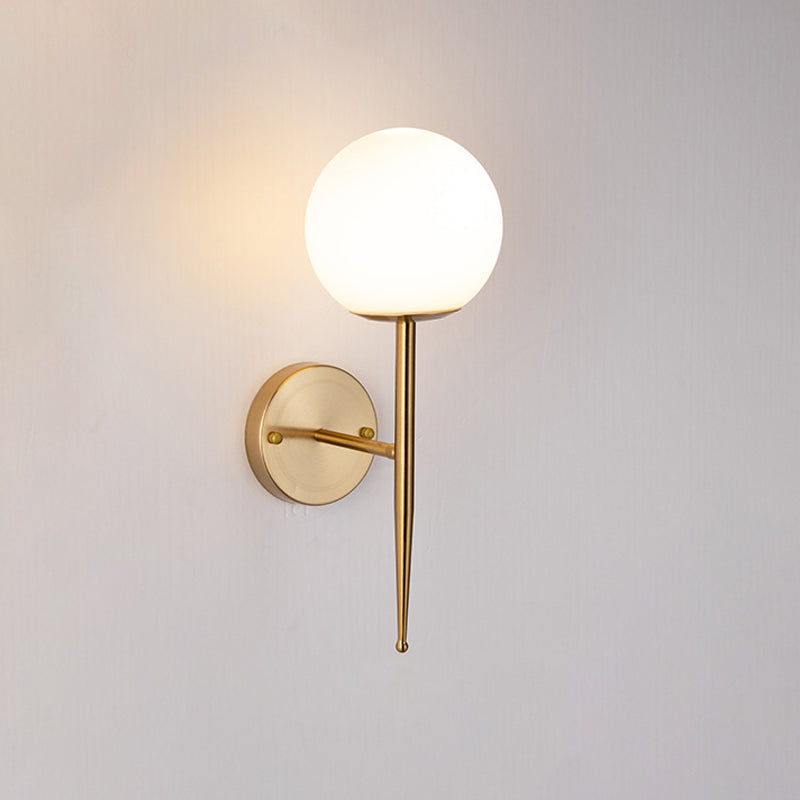 Accesorios de iluminación de pared de bola de vidrio blanco de forma de pared de estilo moderno lámpara montada en la pared