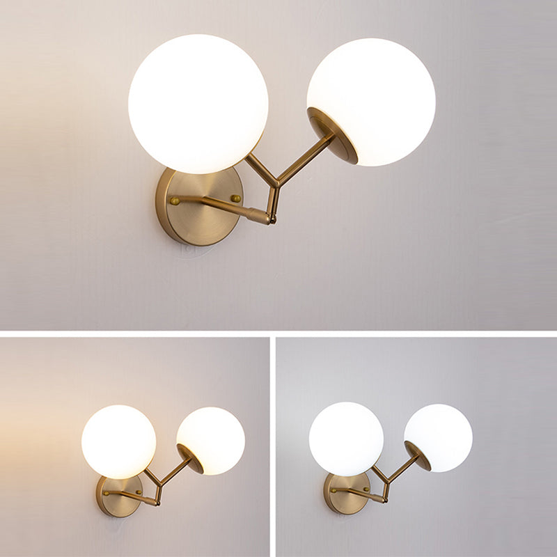 Accesorios de iluminación de pared de bola de vidrio blanco de forma de pared de estilo moderno lámpara montada en la pared