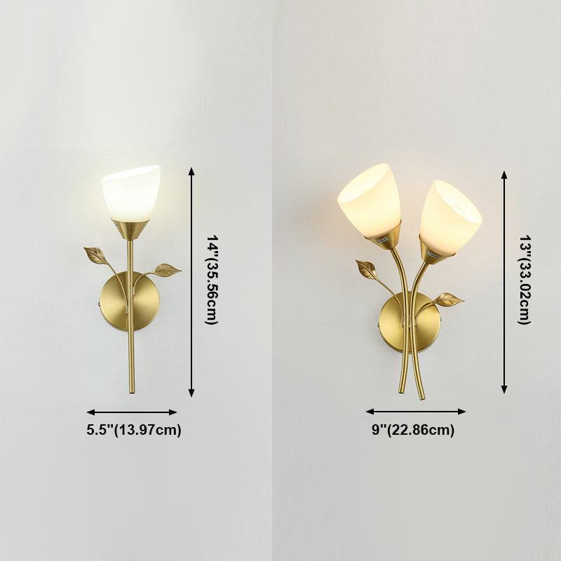 Modern Style Flower Shade Wall Sconce Glass Sconces with Romantic Atmosphere