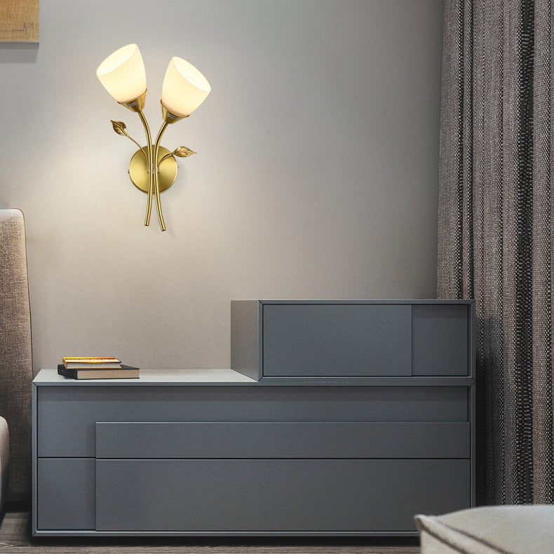 Modern Style Flower Shade Wall Sconce Glass Sconces with Romantic Atmosphere