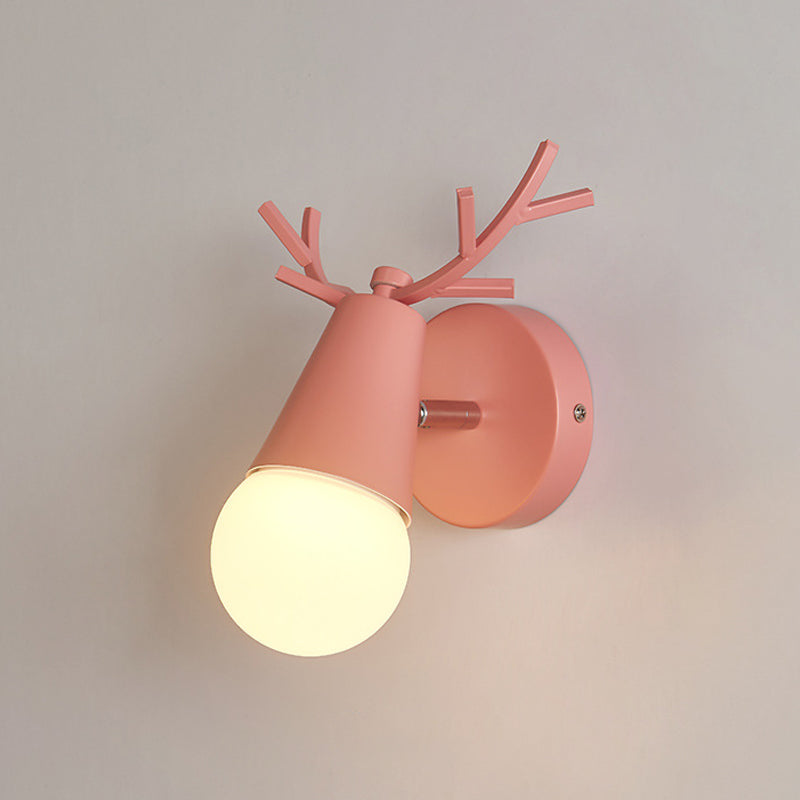 Moderno macharoon cortler forma sconce wall metal 1 flions leggeri con testa di cervo