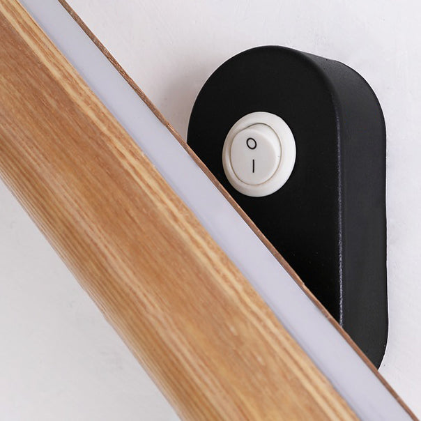 1-Light Cylindrical Wall Sconce Modern Style Wood Wall Mount Light Fixture for Bedroom