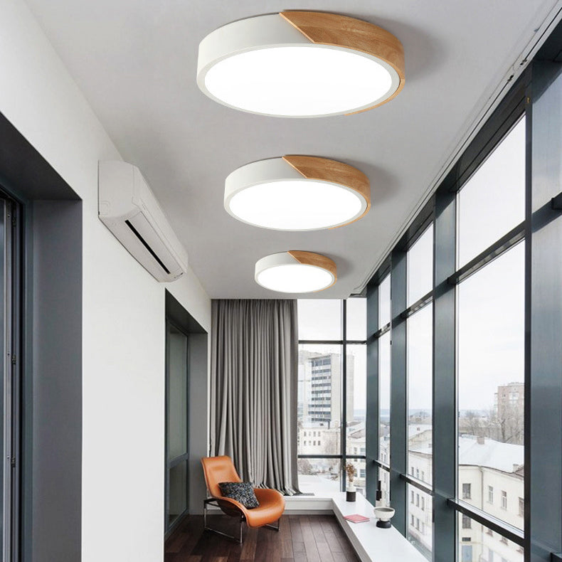 Lampada da soffitto a LED a forma rotonda in stile moderno e semplice macaroon in acrilico 1 luce per la camera degli ospiti dell'hotel studio