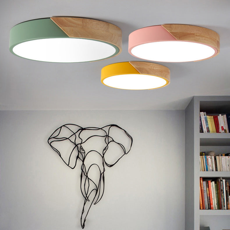 Lampada da soffitto a LED a forma rotonda in stile moderno e semplice macaroon in acrilico 1 luce per la camera degli ospiti dell'hotel studio