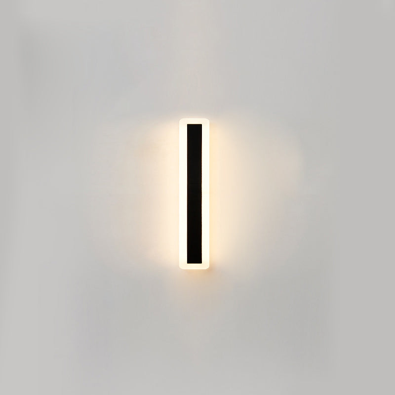 Style moderne Minimaliste Strip Shade Wall Sconce Metal 1 Appliques légères en noir pour la cour