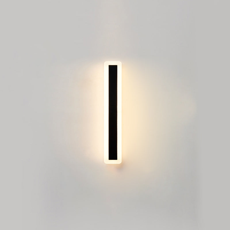 Style moderne Minimaliste Strip Shade Wall Sconce Metal 1 Appliques légères en noir pour la cour