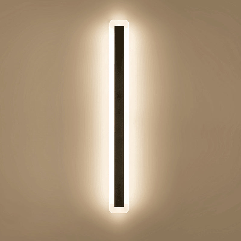 Style moderne Minimaliste Strip Shade Wall Sconce Metal 1 Appliques légères en noir pour la cour
