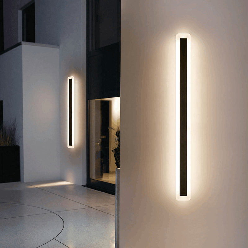 Style moderne Minimaliste Strip Shade Wall Sconce Metal 1 Appliques légères en noir pour la cour