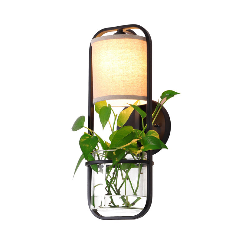 Metal Black/White Sconce Wall Light Cylinder 1 Head LED Industrial Wall Lighting Fixture for Bedroom