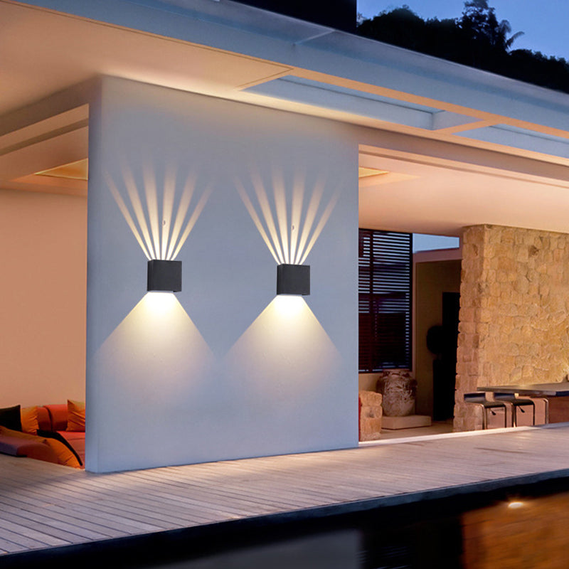 Iluminación de pared de sombra cuadrada lámpara de apliques de metal de estilo moderno 2 luces en negro con ángulo ajustable