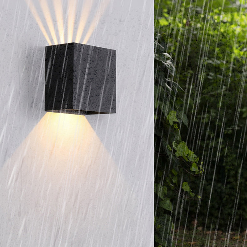 Iluminación de pared de sombra cuadrada lámpara de apliques de metal de estilo moderno 2 luces en negro con ángulo ajustable