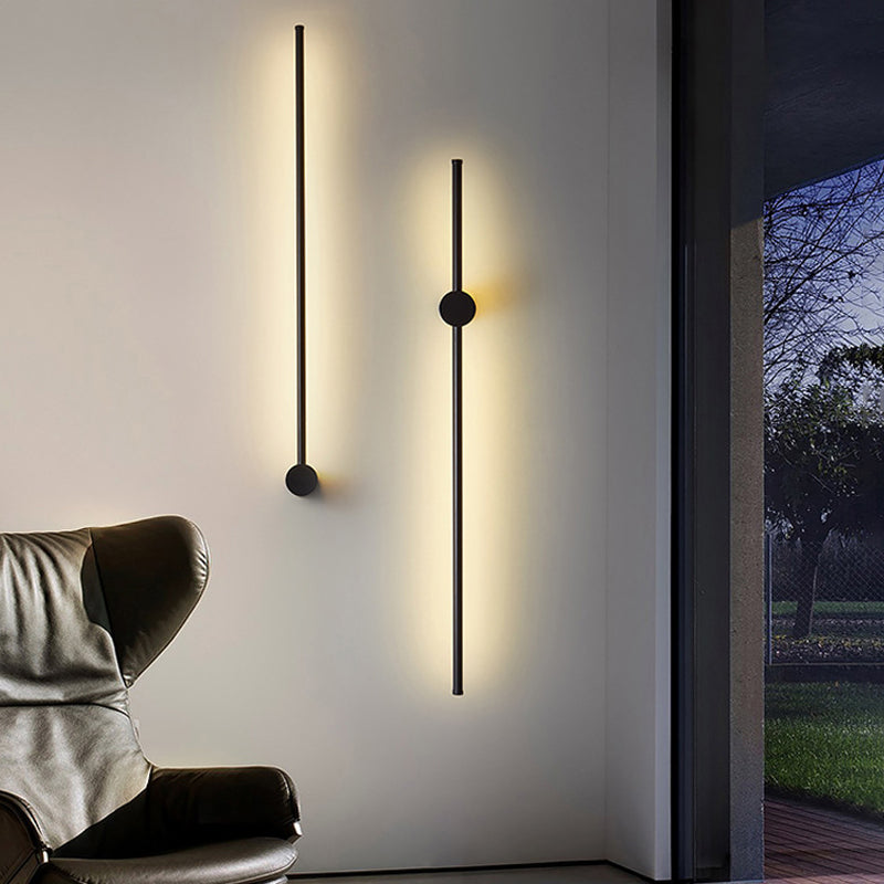 Moderner Stil Minimalistischer Streifen Schatten Wandleuchte Metal 2 Leichte Leuchten in Schwarz für Schlafzimmer