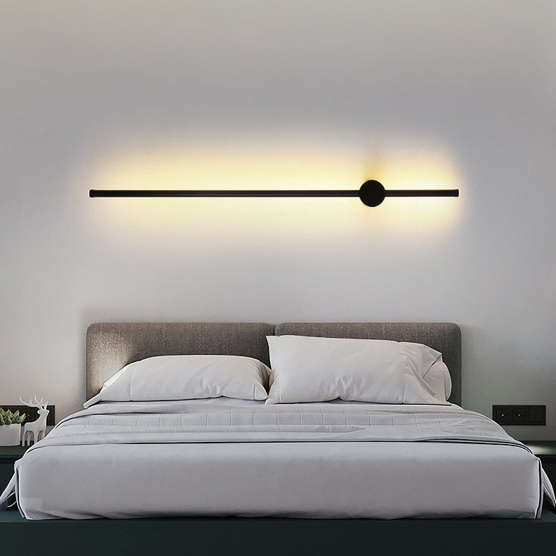 Moderner Stil Minimalistischer Streifen Schatten Wandleuchte Metal 2 Leichte Leuchten in Schwarz für Schlafzimmer
