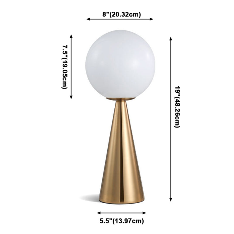 Lampe de table en verre globe doré dans un style de luxe moderne, lampe de bureau en fer forgé pour les espaces intérieurs