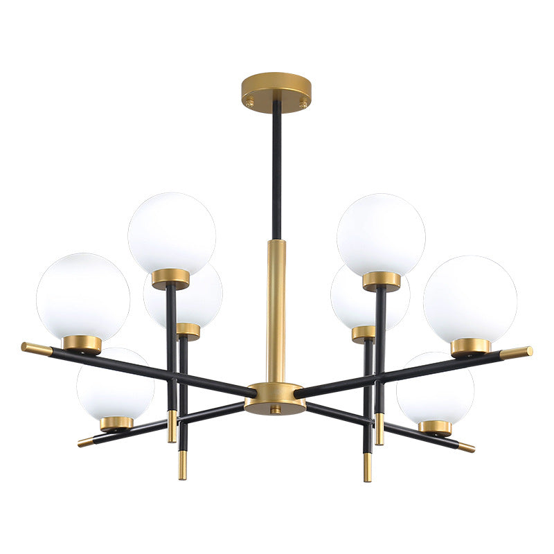 Zwart en gouden binnenhanglampje in moderne artistieke stijl Iron Globe kroonluchter met glazen schaduw