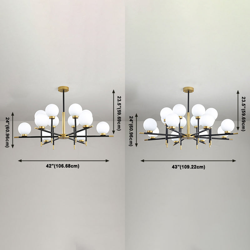 Zwart en gouden binnenhanglampje in moderne artistieke stijl Iron Globe kroonluchter met glazen schaduw