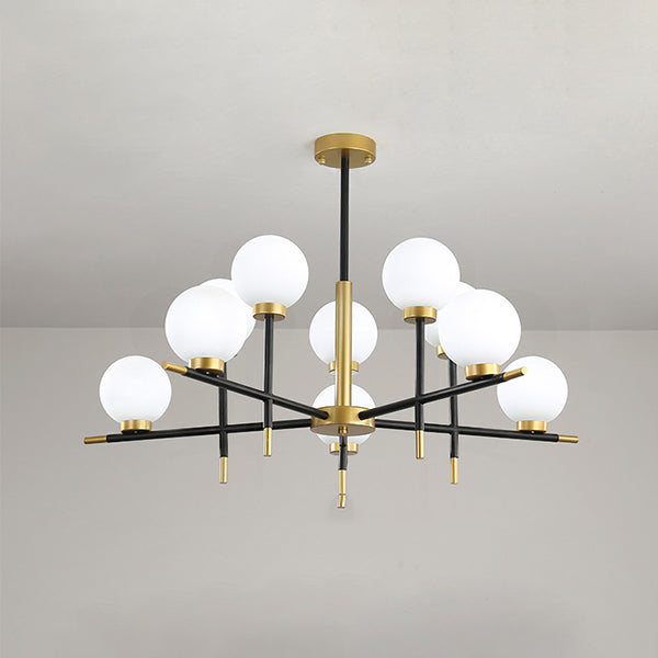 Zwart en gouden binnenhanglampje in moderne artistieke stijl Iron Globe kroonluchter met glazen schaduw