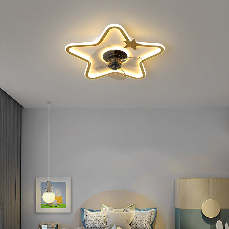 Fan di soffitto a led creativi per bambini Luce da ventola per interni con ombra acrilica