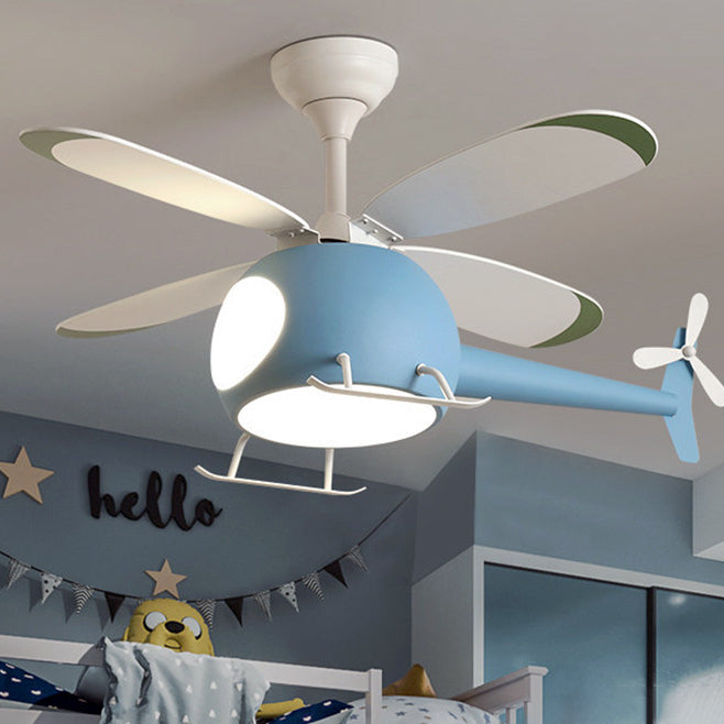 Ventilador de ventilador LED creativo para niños luces de ventilador de avión de hierro ligero con sombra acrílica