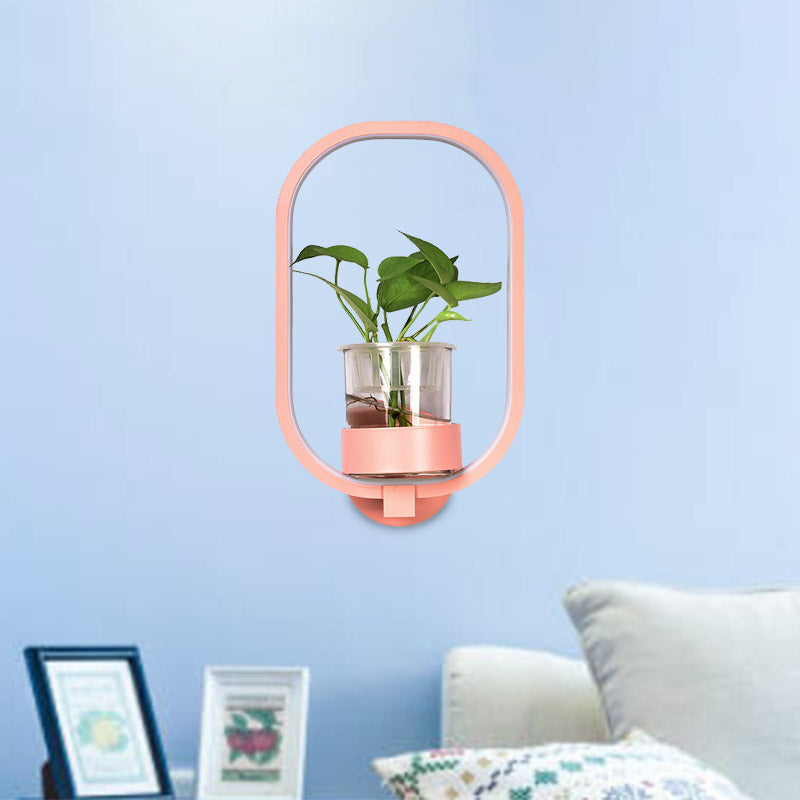 Ovales Metallleuchten Wandbeleuchtung Industrielle LED Wohnzimmerwandleuchte in Schwarz/Grau/Weiß